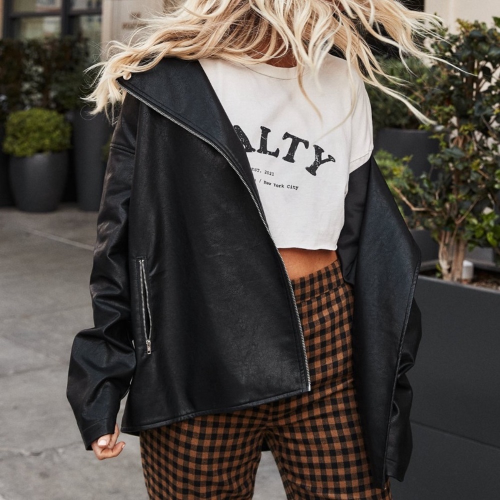 Black Vegan Leather Moto Jacket